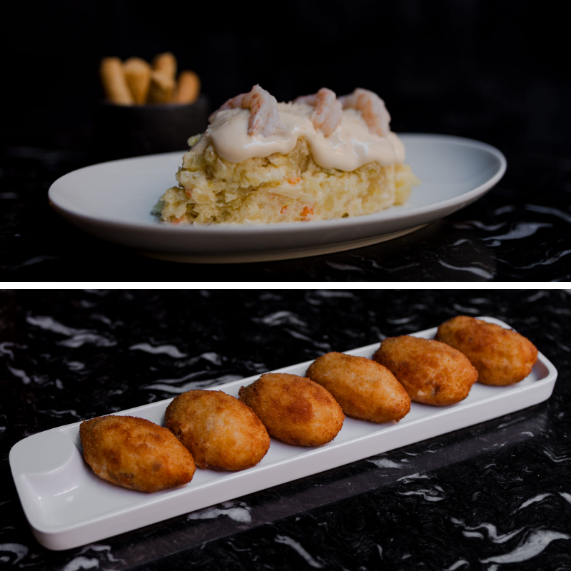 Roostiq Bar (Madrid) Ensladilla de gambas y croquetas